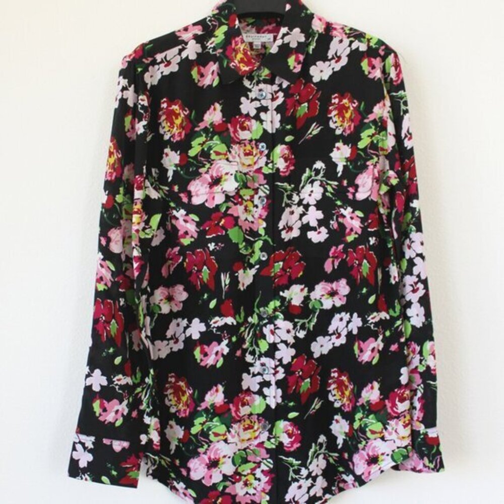 Equipment Signature Floral Print Silk Blouse, Size XS